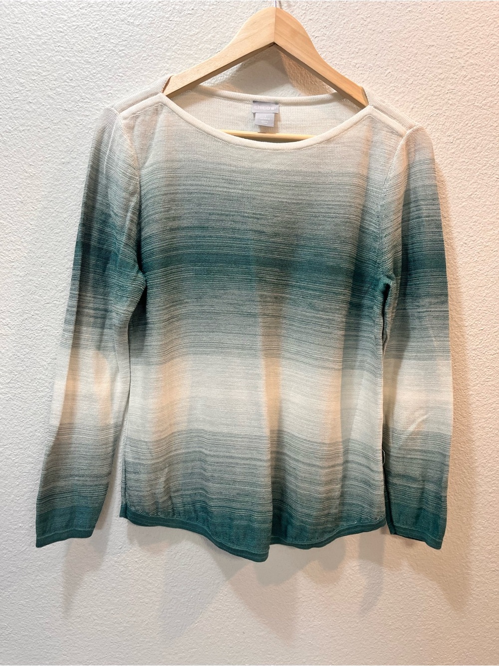 Chicos 1 Knit Tunic Sweater Womens XL Blue Green Ombre Lightweight